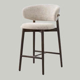 Elio Curved Backrest Modern Fabric Upholstered Bar Stool with Wooden Frame