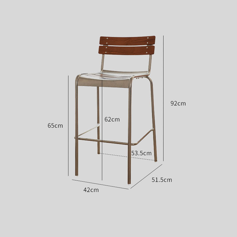 Industrial Modern Wood Bar Stool with Stackable Feature and Low Back