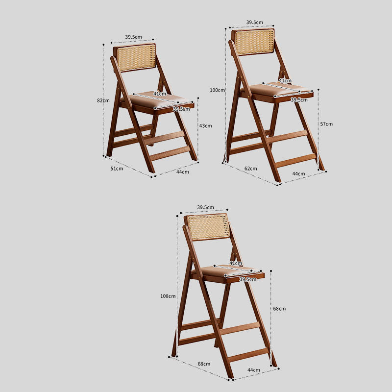 Wooden Folding Dining Chairs with Padded Seat, SOLID WOOD & RATTAN DINING CHAIR