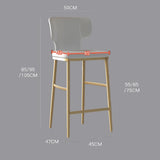 Modern Leather Bar Stool with Footrest, Black Four-Legged Base, and Low Back