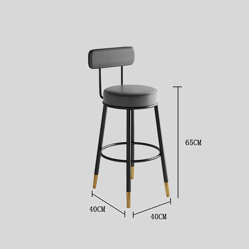 Modern High Back Bar Stool with Gold-Tipped Legs for Elegant Home Bars