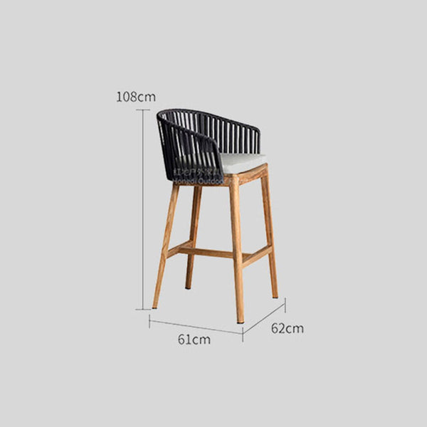 Dames Bar Chair – Modern Coastal High Stool for Outdoor & Indoor Spaces with White Ash Wood & PE Rattan