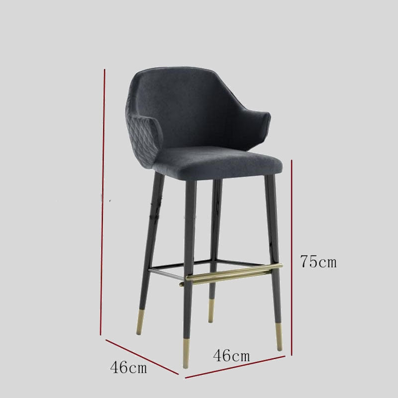 Black Bar Counter Stool Home Casual Cafe Furniture Stainless Steel Base Metal Custom High Bar Chairs leather Modern Bar Stools