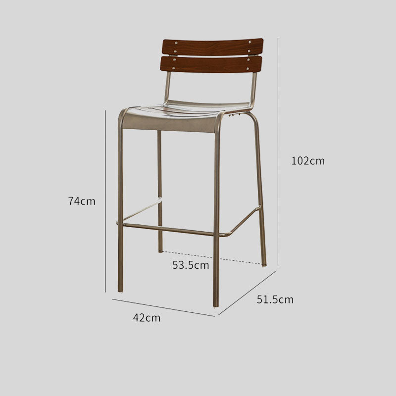 Industrial Modern Wood Bar Stool with Stackable Feature and Low Back