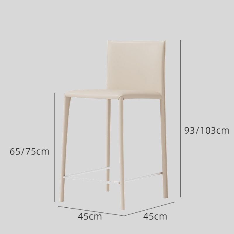 Saddle Leather Counter Stool With Steel Frame and Upholstered Legs.