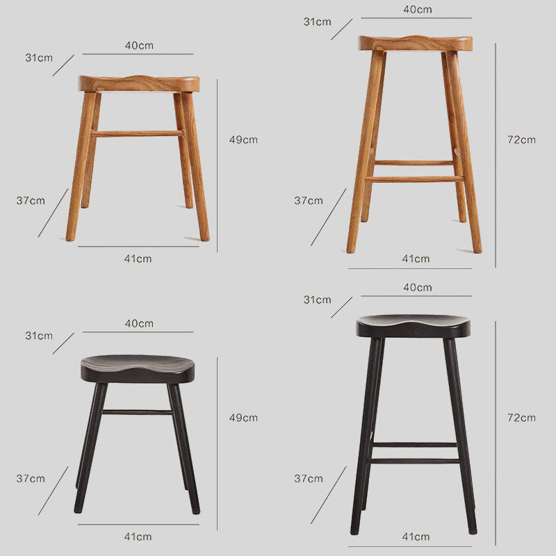 Shaker Style Quality Solid Wood Bum Bar Stool with Saddle Seat, Natural Wooden Stool, Kitchen Island Counter Height Stool