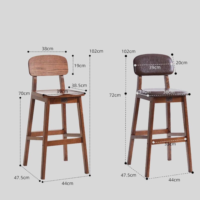 Luxury Modern Solid Wood Bar Stool with or Without Back, Nordic Style Pub Barstool for Kitchen Island Salon Bar Chairs High Barstool