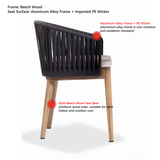 Dames Bar Chair – Modern Coastal High Stool for Outdoor & Indoor Spaces with White Ash Wood & PE Rattan