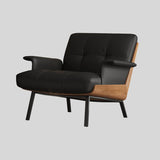 Modern Tufted Microfiber Leather Accent Chair with Arms