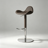 Saddle Leather Bar Stool - Swivel and Height Adjustable Kitchen Island Seat