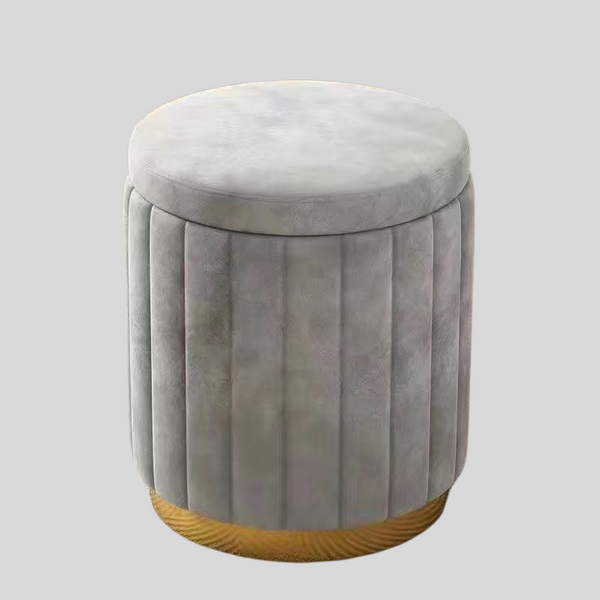 Velvet Storage Ottoman Stool with Gold Base