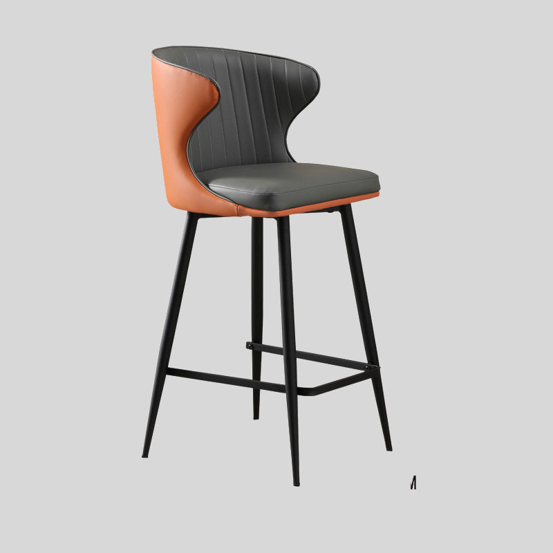 Ruiruiy Dining Room Chairs Bar Stool Metal Counter Stool With Backrest - Bar Stools PU Leather Breakfast Bar Chairs - Bar Chair Stool Bistro Stool with Metal Base