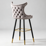 Velvet Bar Stool with Gold Accents – Technology Fabric, 65/75cm