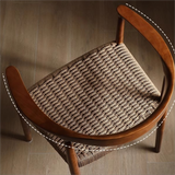 Nordic-Style Woven Seat Accent Chair with FAS Rubberwood