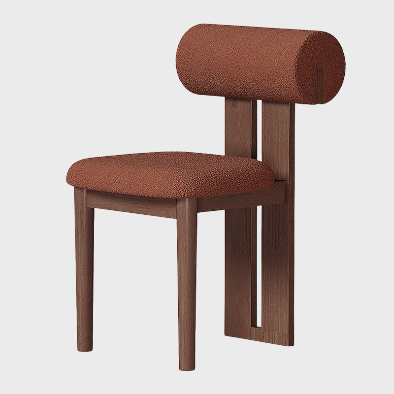 Modern Minimalist Chair with Upholstered Roll Backrest