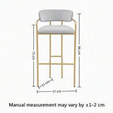 Upholstered Bar Stool with Gold Metal Frame - Velvet or Leather High Chair