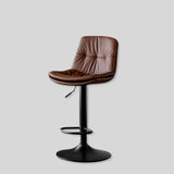 Home Front Desk Island Barstools with Double Layer Nappa Leather Back & Metal Footrest