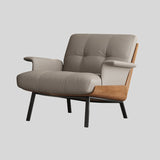 Modern Tufted Microfiber Leather Accent Chair with Arms