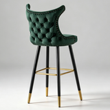 Velvet Bar Stool with Gold Accents – Technology Fabric, 65/75cm