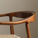 Nordic-Style Woven Seat Accent Chair with FAS Rubberwood