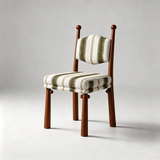 Solid Ash Wood Dining Chair - Mid-Century Upholstered Seat