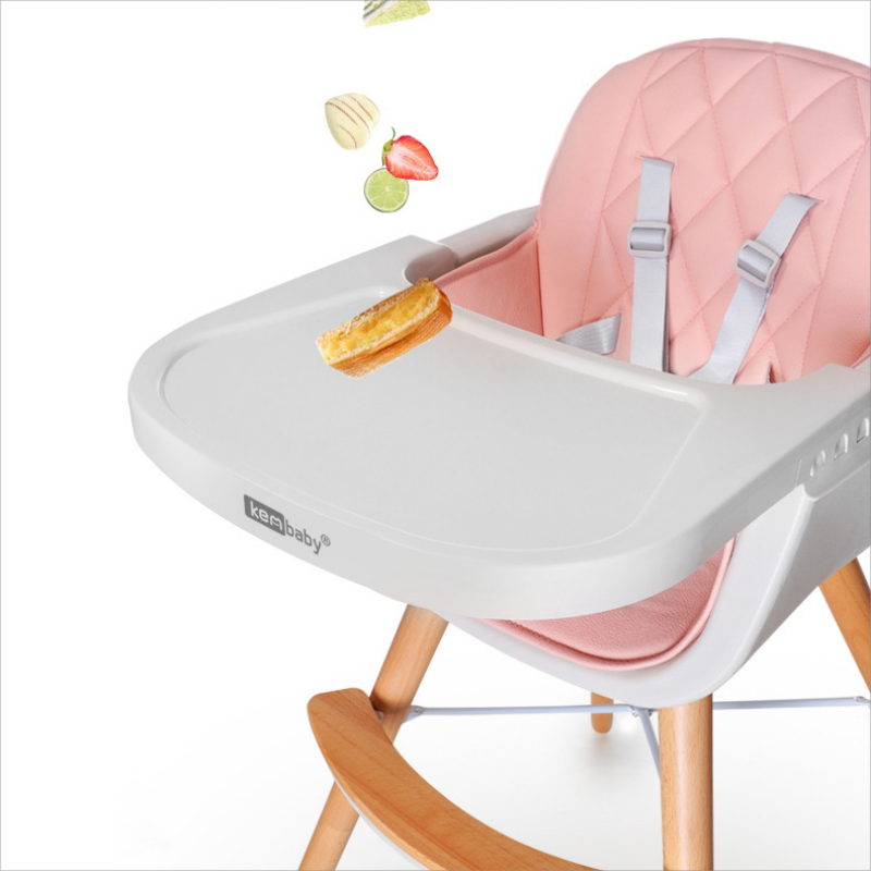 Multifunctional Adjustable Baby High Chair with Wooden Legs