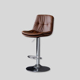 Home Front Desk Island Barstools with Double Layer Nappa Leather Back & Metal Footrest