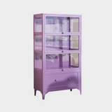 Kids Display Storage Cabinet - Steel Frame with Tempered Glass Doors & Customizable Knobs