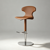 Modern Luxury Saddle Leather Bar Stool - Adjustable Swivel Counter Chair