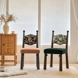 Solid Ash Wood Dining Chair - Mid-Century Upholstered Seat