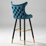 Velvet Bar Stool with Gold Accents – Technology Fabric, 65/75cm