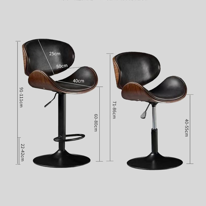 Adjustable Swivel Bar Stool with Ergonomic Design and Leather Seat