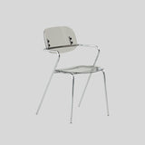 Modern Glossy Acrylic Armchair – Minimalist Dining & Café Chair with Chrome Frame
