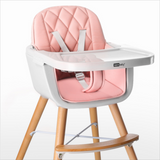 Multifunctional Adjustable Baby High Chair with Wooden Legs