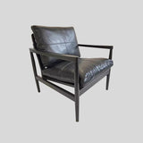 Mid-Century Modern Solid Wood Leather Armchair – Premium Tan Upholstery