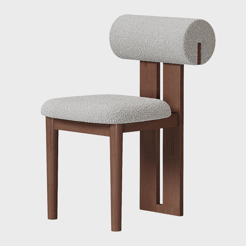 Modern Minimalist Chair with Upholstered Roll Backrest