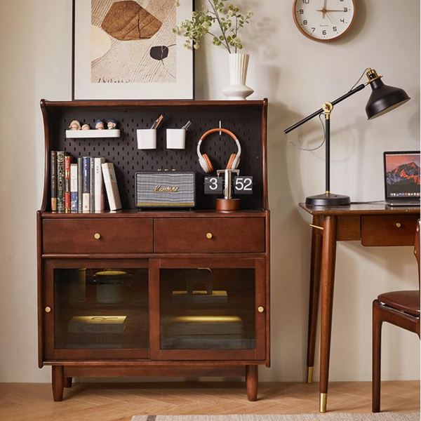 Wooden Sideboard Buffet Cabinet with Storage Drawers and Display Shelf