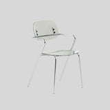 Modern Glossy Acrylic Armchair – Minimalist Dining & Café Chair with Chrome Frame