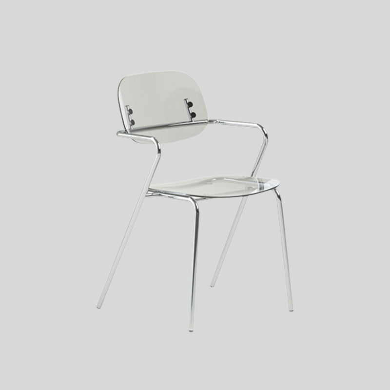 Modern Glossy Acrylic Armchair – Minimalist Dining & Café Chair with Chrome Frame