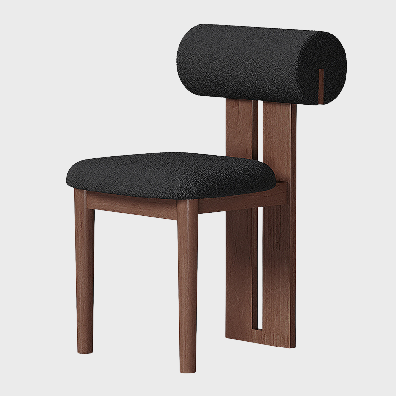 Modern Minimalist Chair with Upholstered Roll Backrest