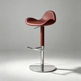 Saddle Leather Bar Stool - Swivel and Height Adjustable Kitchen Island Seat