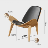 Modern Leather Sling Lounge Chair with Wooden Frame