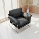 Modern Retro Lounge Armchair with Chrome Frame