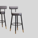 Modern High Back Bar Stool with Gold-Tipped Legs for Elegant Home Bars