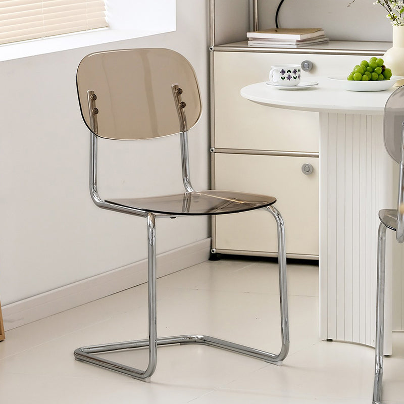 Modern Transparent Acrylic Dining Chair – Minimalist Cantilever Design with Chrome Frame