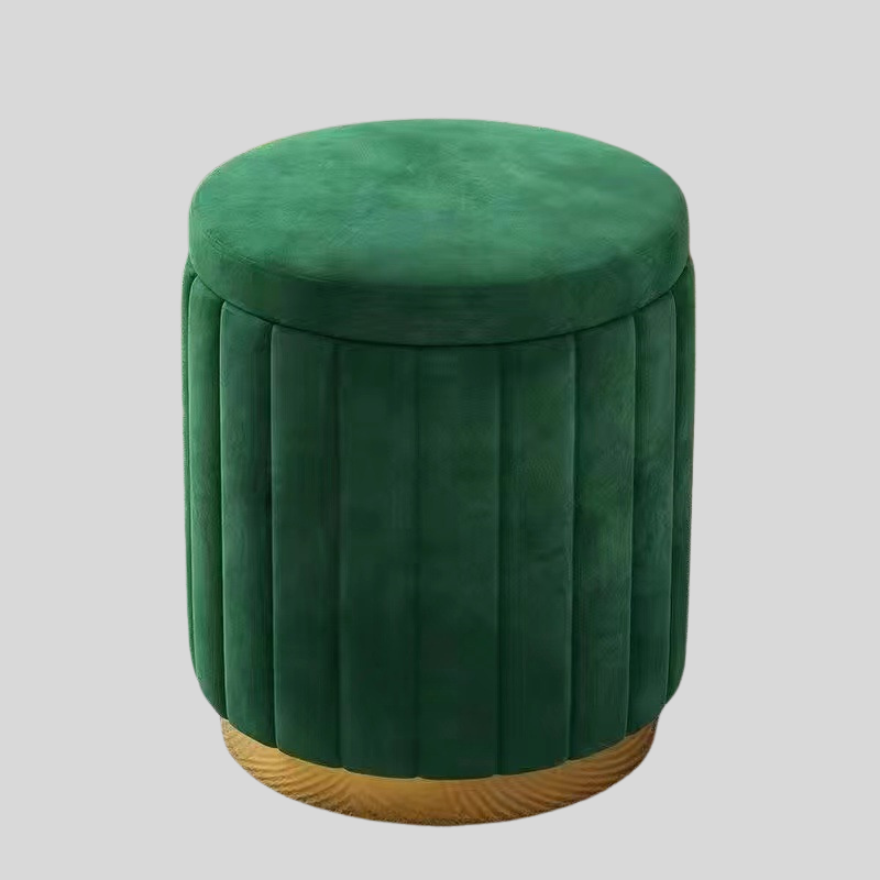 Velvet Storage Ottoman Stool with Gold Base