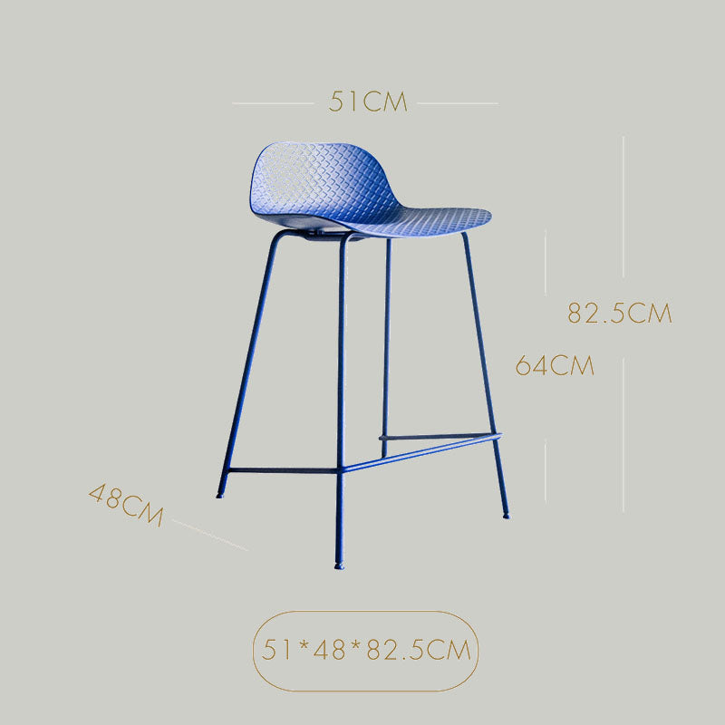 Modern High Bar Stool with Textured Seat and Metal Frame