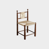 Nordic Woven Dining Chair – Solid Wood Frame with Handcrafted Rope Seat