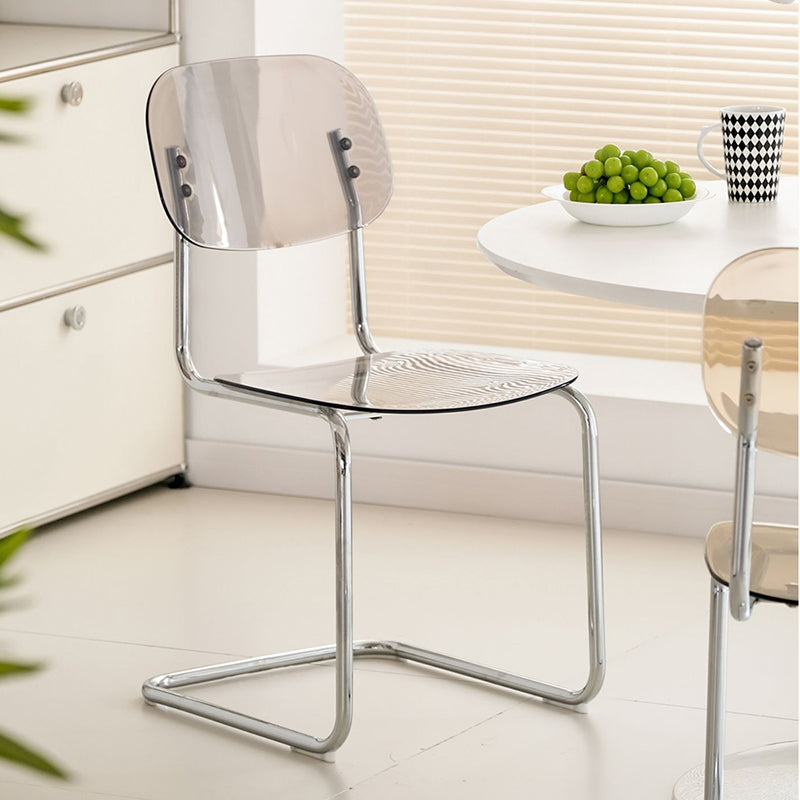 Modern Transparent Acrylic Dining Chair – Minimalist Cantilever Design with Chrome Frame