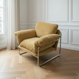 Modern Retro Lounge Armchair with Chrome Frame